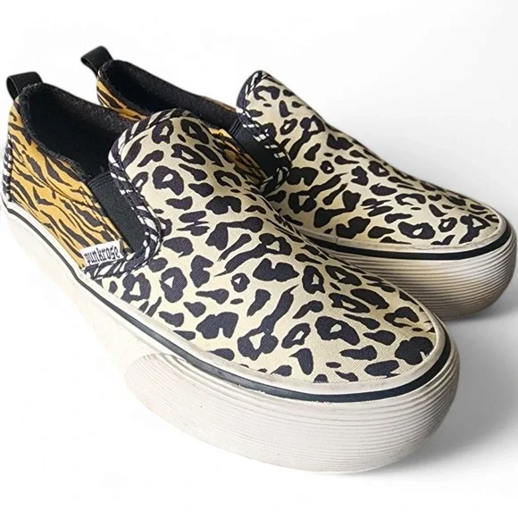 Punkrose Canvas Sneakers Leopard Zebra Print Slip On Shoes Comfort Size 6 - Picture 1 of 11